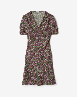 Burberry Ditsy Floral Silk Mini Dress - Brown