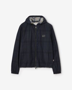 Burberry Check Cotton Newport Hooded Jacket - Blue