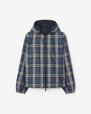 Burberry Checked Hooded Reversible Jacket - Blue