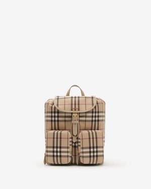 Burberry Medium Check Backpack - Natural