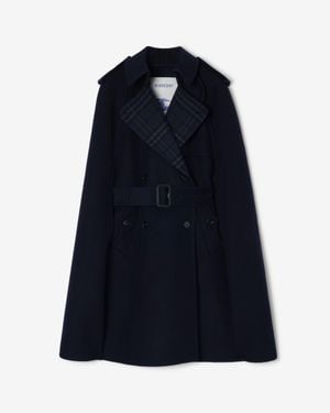 Burberry Wool Belmont Trench Cape - Blau