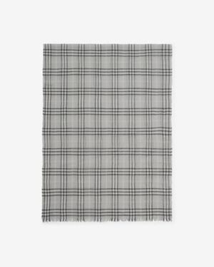 Burberry Wide Check Wool Silk Blend Scarf - Gray