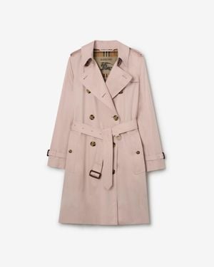 Burberry Mid-Length Tropical Gabardine Kensington Trench Coat - Pink