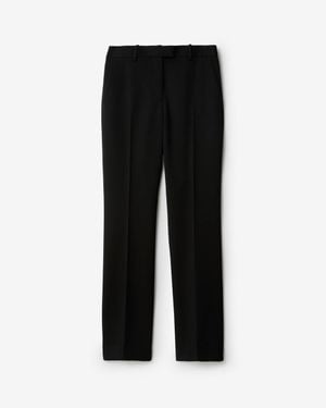 Burberry Grain De Poudre Wool Tailored Pants - Black