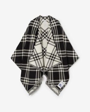 Burberry Check Wool Silk Cashmere Cape - Schwarz