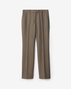 Burberry Mouliné Wool Tailored Trousers - Marron