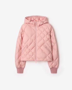 Burberry Check-Stitch Nylon Delley Puffer Jacket - Pink