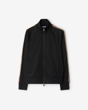 Burberry Check Trim Cotton Blend Track Jacket - Black