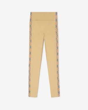 Burberry Check Trim Stretch Nylon Leggings - Natural