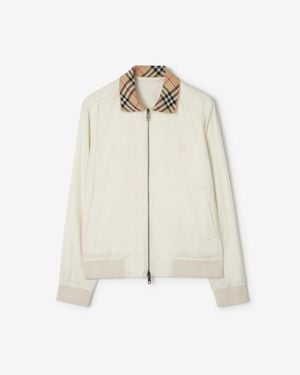 Burberry Gabardine Glenfields Bomber Jacket - Natural