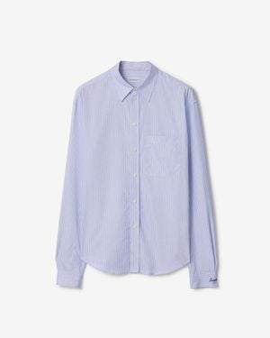 Burberry Regular Fit Striped Cotton Poplin Shirt - Purple