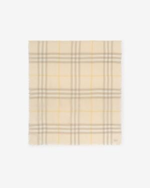Burberry Wide Check Wool Scarf - Natur