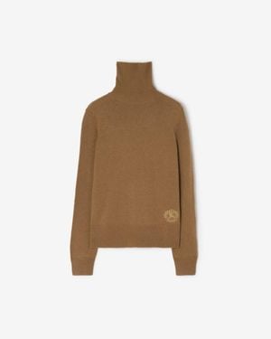 Burberry Wool Cashmere Rollneck Sweater - Brown
