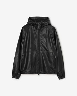 Burberry Leather Clapton Hooded Jacket - Black