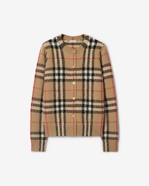 Burberry Check Cashmere Cardigan - Natur
