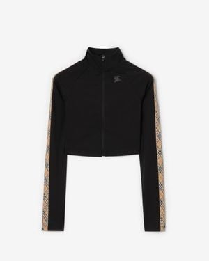 Burberry Stretch Nylon Cropped Track Jacket - Black