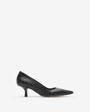 Burberry Check Leather Dame Low Pumps - Black
