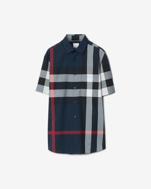 Burberry Somerton Checked Regular-fit Stretch-cotton Shirt - Blue