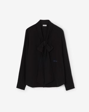 Burberry Silk Crepe De Chine Scarf Blouse - Black