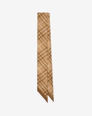 Burberry Skinny Contrast Check Silk Scarf - Metallic