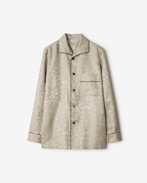 Burberry Sunflower Silk Pajama Shirt - Natural