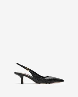 Burberry Crocodile-Effect Leather Dame Slingback Pumps - Black