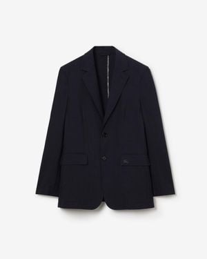 Burberry Seersucker Cotton Linen Tailored Jacket - Blue