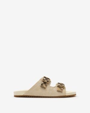Burberry Check Suede Urchin Sandals - Natural