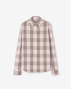 Burberry Regular Fit Check Cotton Shirt - Rose
