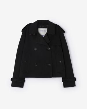 Burberry Cropped Cashmere Mayfair Trench Jacket - Black