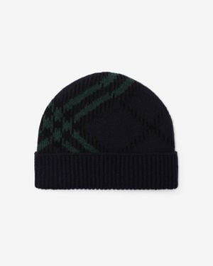 Burberry Check Cashmere Blend Beanie - Schwarz