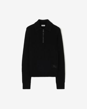 Burberry Long-Sleeve Cashmere Polo Shirt - Black