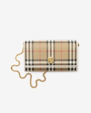 Burberry Check Chain Strap Wallet - Neutre
