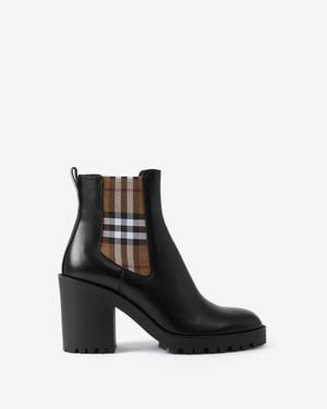 Burberry Allostock Vintage Check-detail Leather-blend Boots - Black