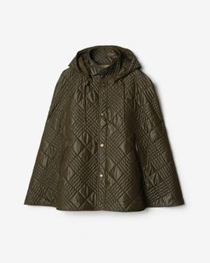 Burberry Micro Check-Stitch Nylon Blend Cape - Green