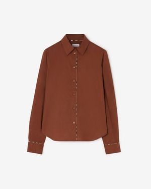 Burberry Relaxed Fit Check Piping Cotton Shirt - Brown