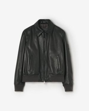 Burberry Leather Bloomsbury Bomber Jacket - Black