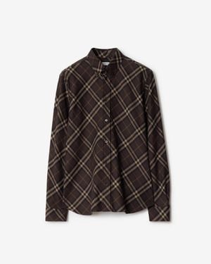 Burberry Checked Long Sleeved Shirt - Brown