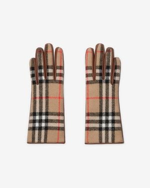 Burberry Check Wool Gloves - Brown