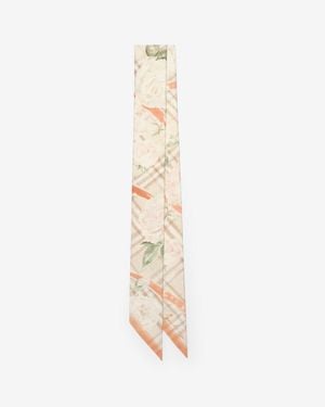 Burberry Skinny Rose Check Silk Scarf - White