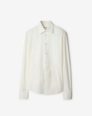 Burberry Slim Fit Cotton Silk Tuxedo Shirt - White