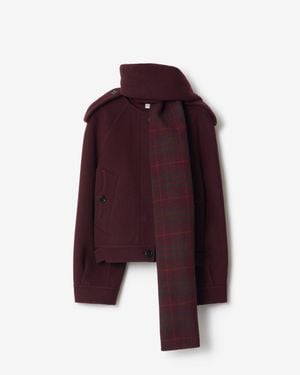 Burberry Detachable Scarf Wool Jacket - Violet