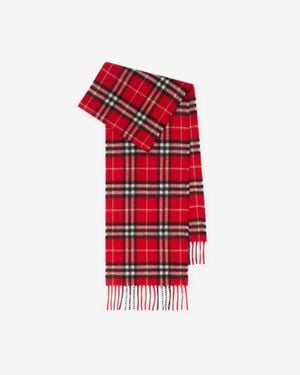 Burberry Childrens Check Cashmere Scarf - Red