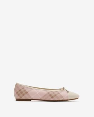Burberry Check Canvas Highgate Ballerinas - Pink