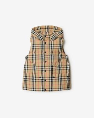 Burberry Childrens Check Nylon Puffer Gilet - Natural