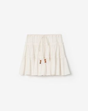 Burberry Check Cotton Voile Skirt - Natural