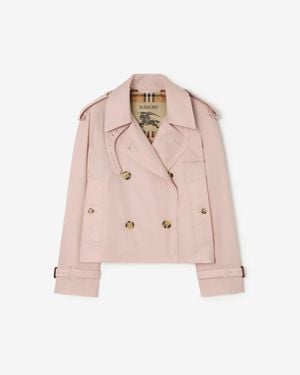 Burberry Cropped Tropical Gabardine Mayfair Trench Jacket - Pink