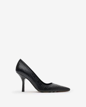Burberry Check Leather Dame High Pumps - Black