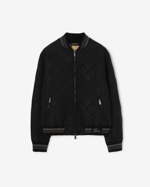 Burberry Micro Check-Stitch Nylon Blend Bomber Jacket - Black