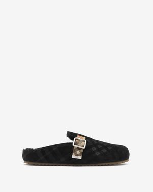 Burberry Check Shearling Urchin Clogs - Schwarz